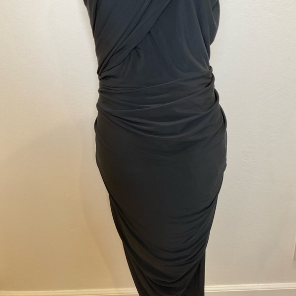 Alexander Wang Draped Ruched One Shoulder Dress Jersey in Black Size 8 - Picture 6 of 14